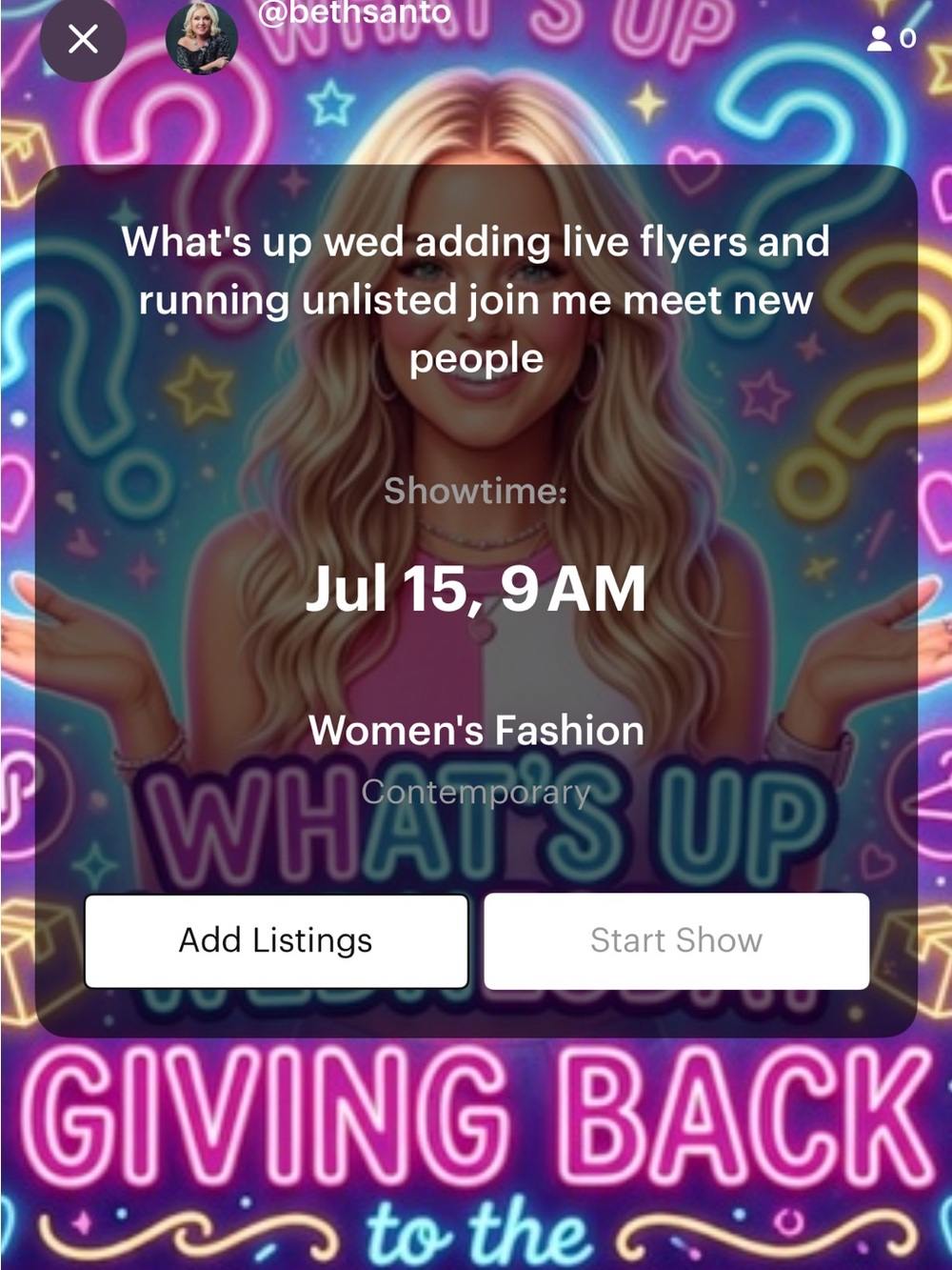 What's up wed? 9 am eastern adding flyers and running unlisted